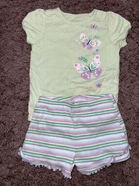 Garanimals Buttercup Yellow & Pastel Stripe Butterfly Matching Set